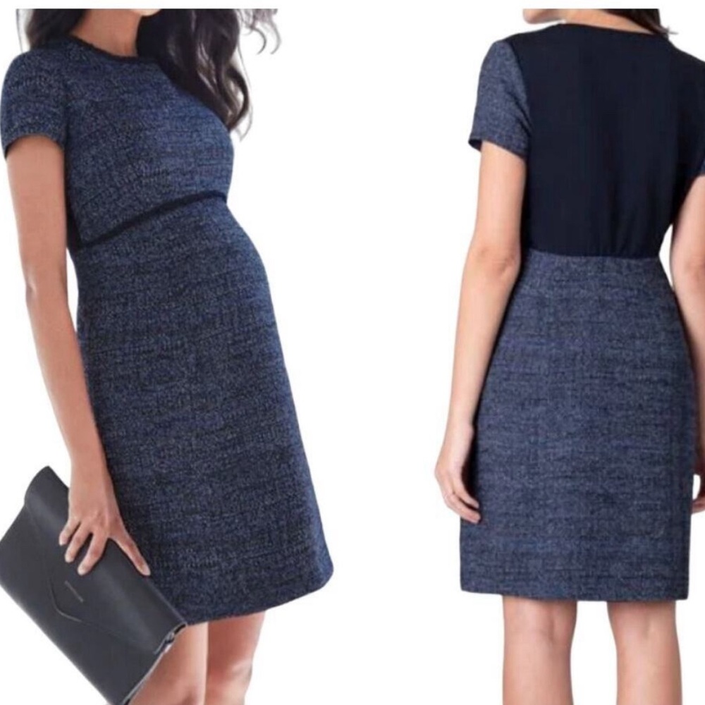 Seraphine | A-line navy tweed Kiara maternity work wear dress Women’s size 10